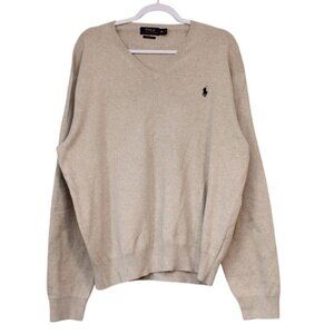Polo Ralph Lauren Mens Sweater XXL Cream Beige Pima Cotton Preppy Minimalist
